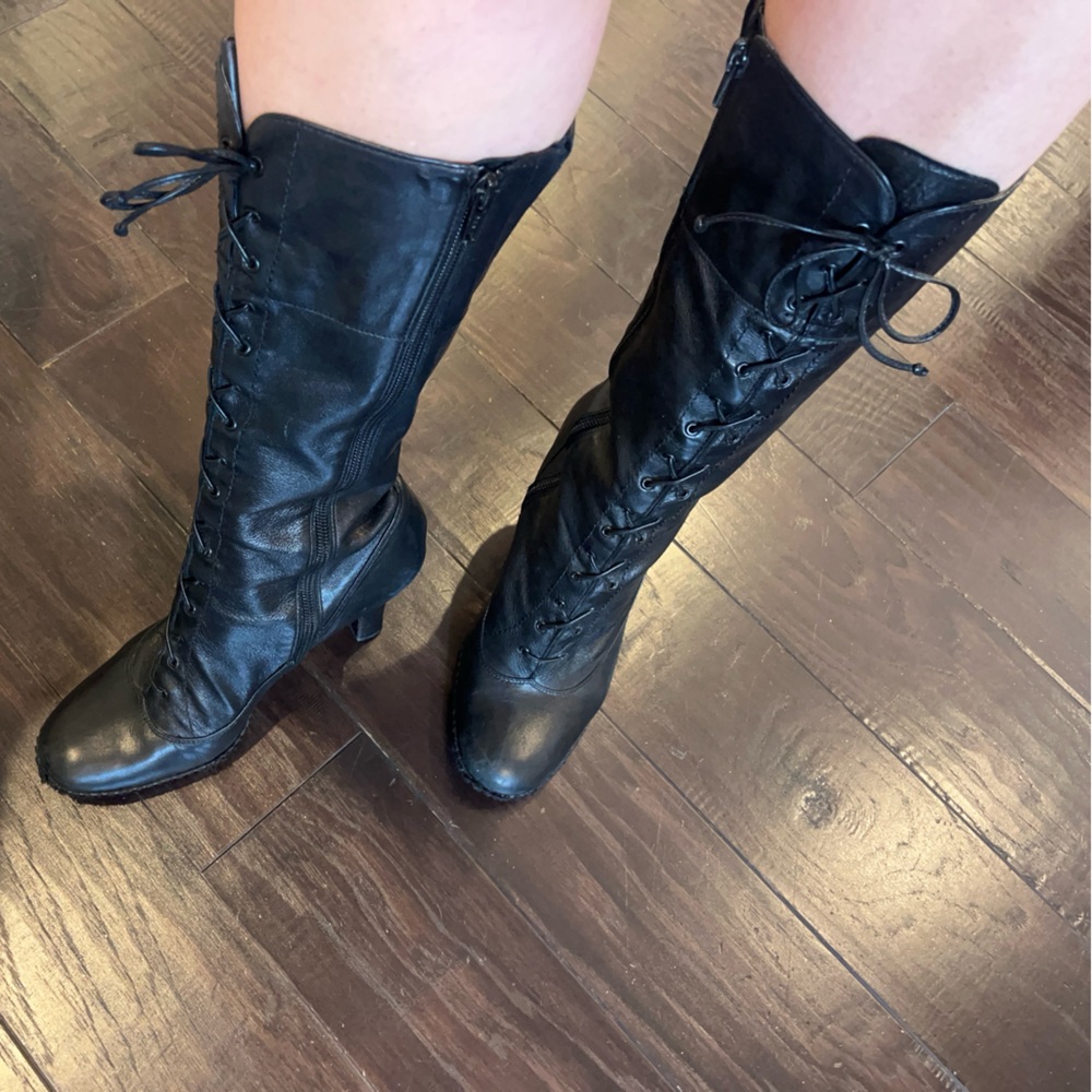 Gianni Bini Lace Up Knee High Black Boots